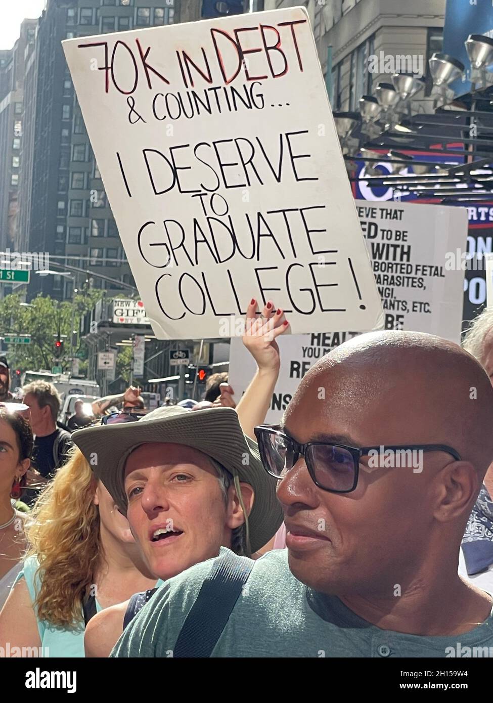 New York NY Oct 16: Time Square Rally for Freedom. Protestors along ...