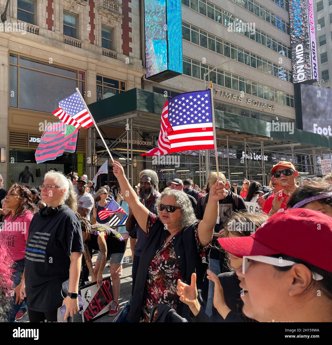 New York NY Oct 16: Time Square Rally for Freedom. Protestors along ...