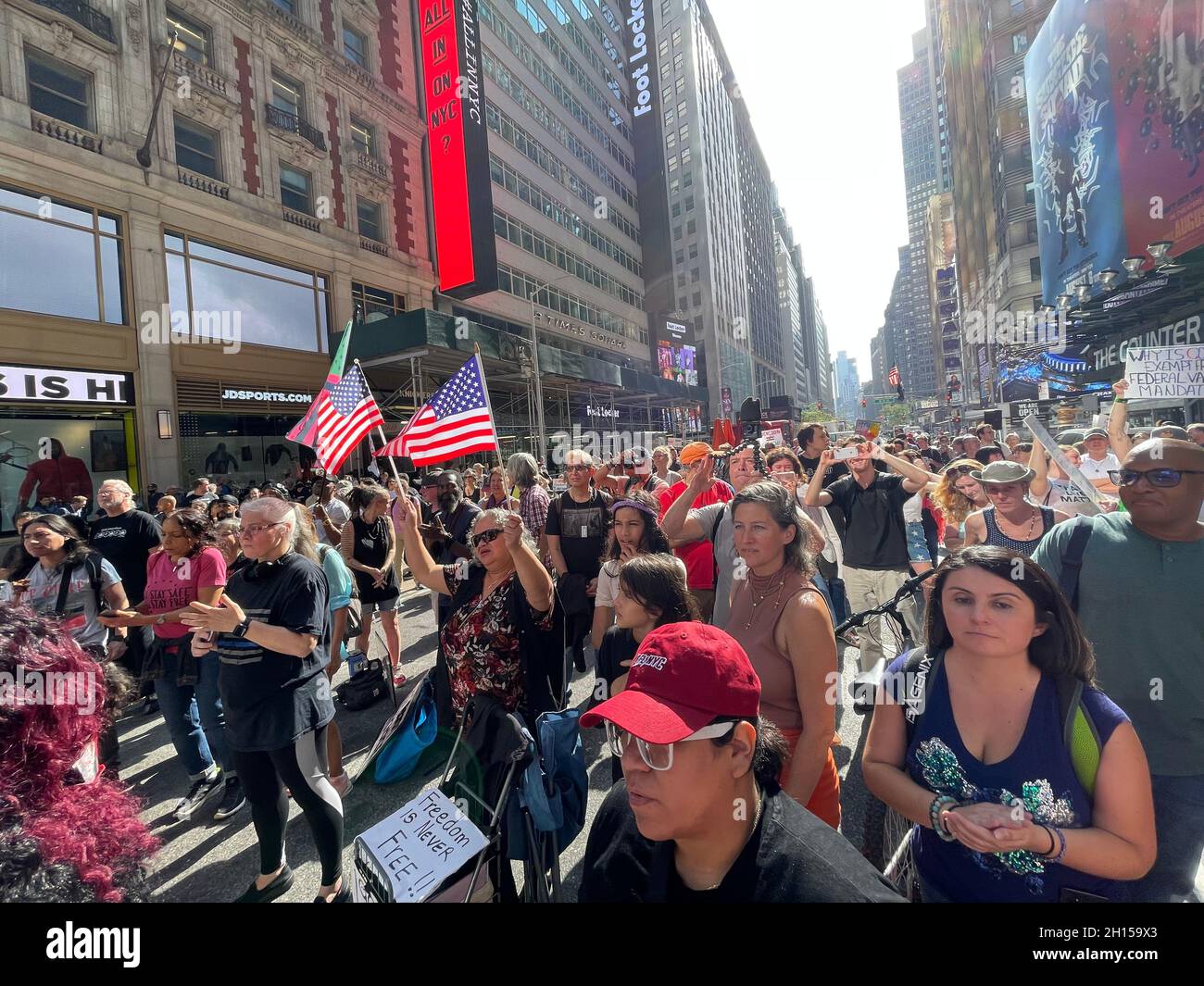 New York NY Oct 16: Time Square Rally for Freedom. Protestors along ...