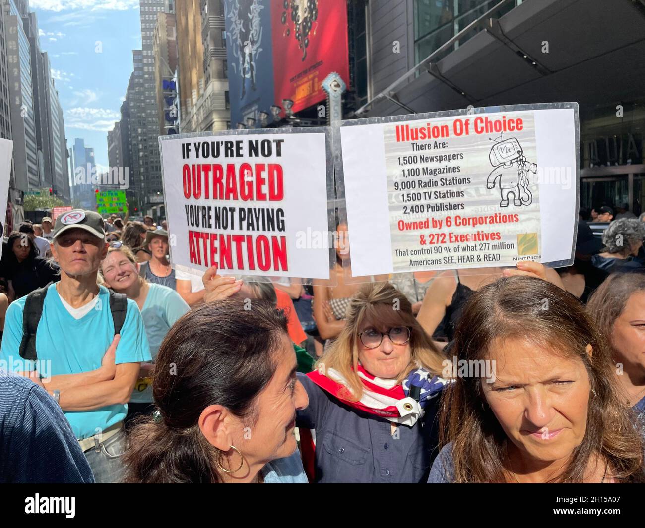New York NY Oct 16: Time Square Rally for Freedom. Protestors along ...