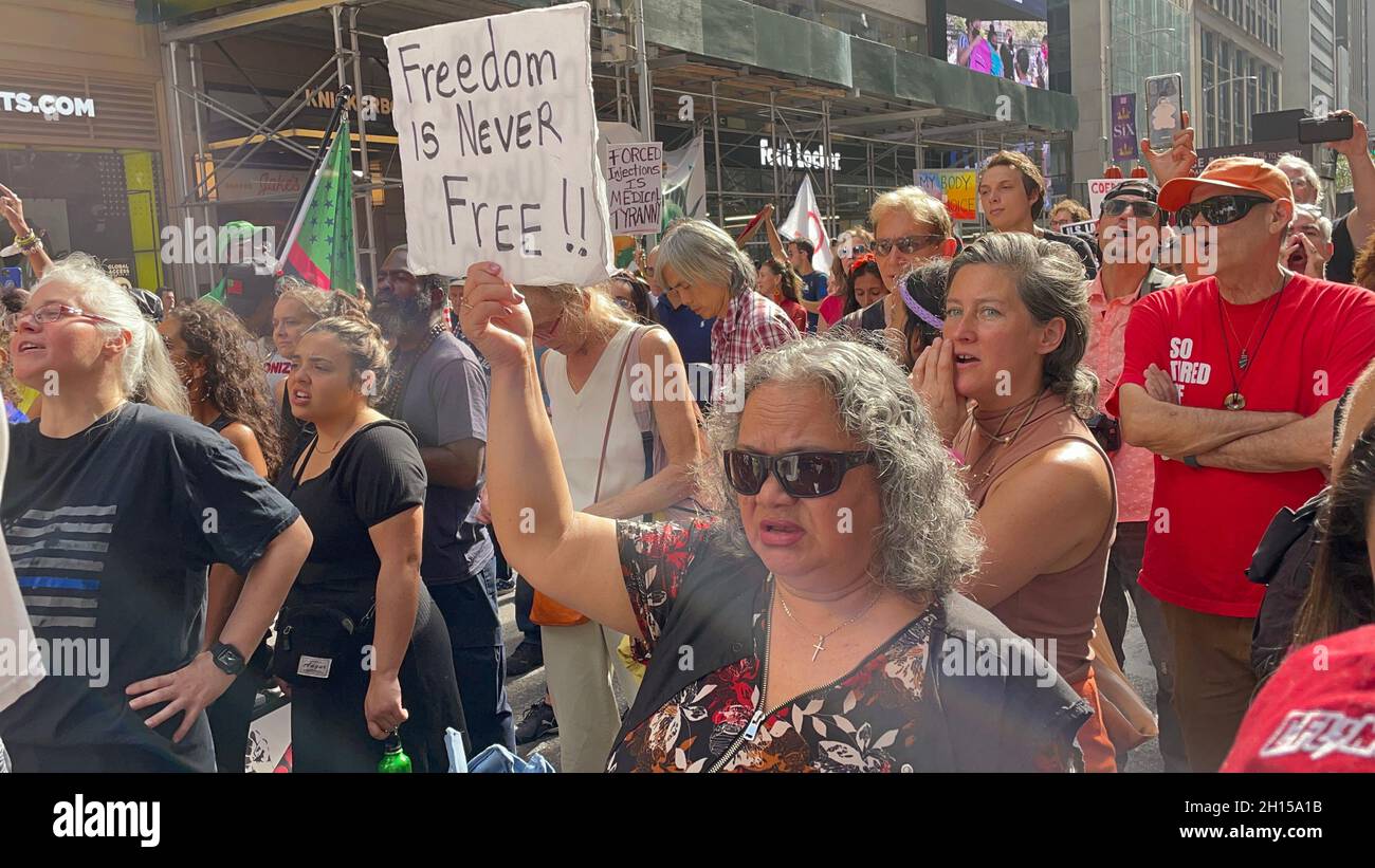 New York NY Oct 16: Time Square Rally for Freedom. Protestors along ...