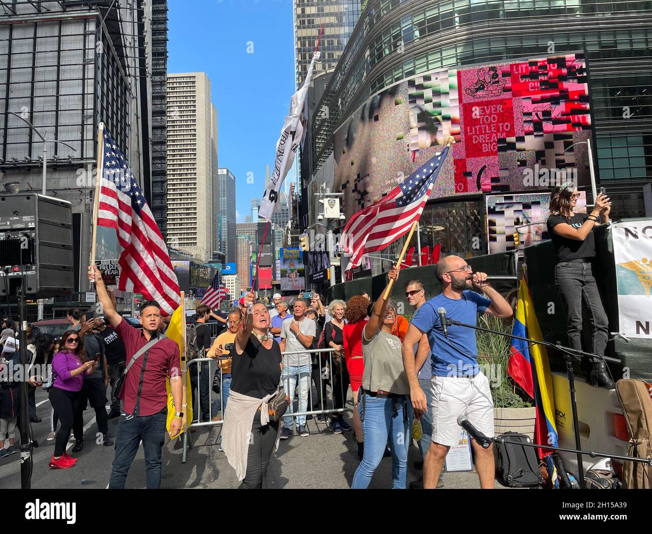 New York NY Oct 16: Time Square Rally for Freedom. Protestors along ...