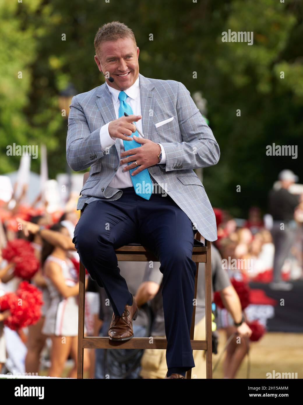 Athens, United States. 16th Oct, 2021. The anchors of ESPN College