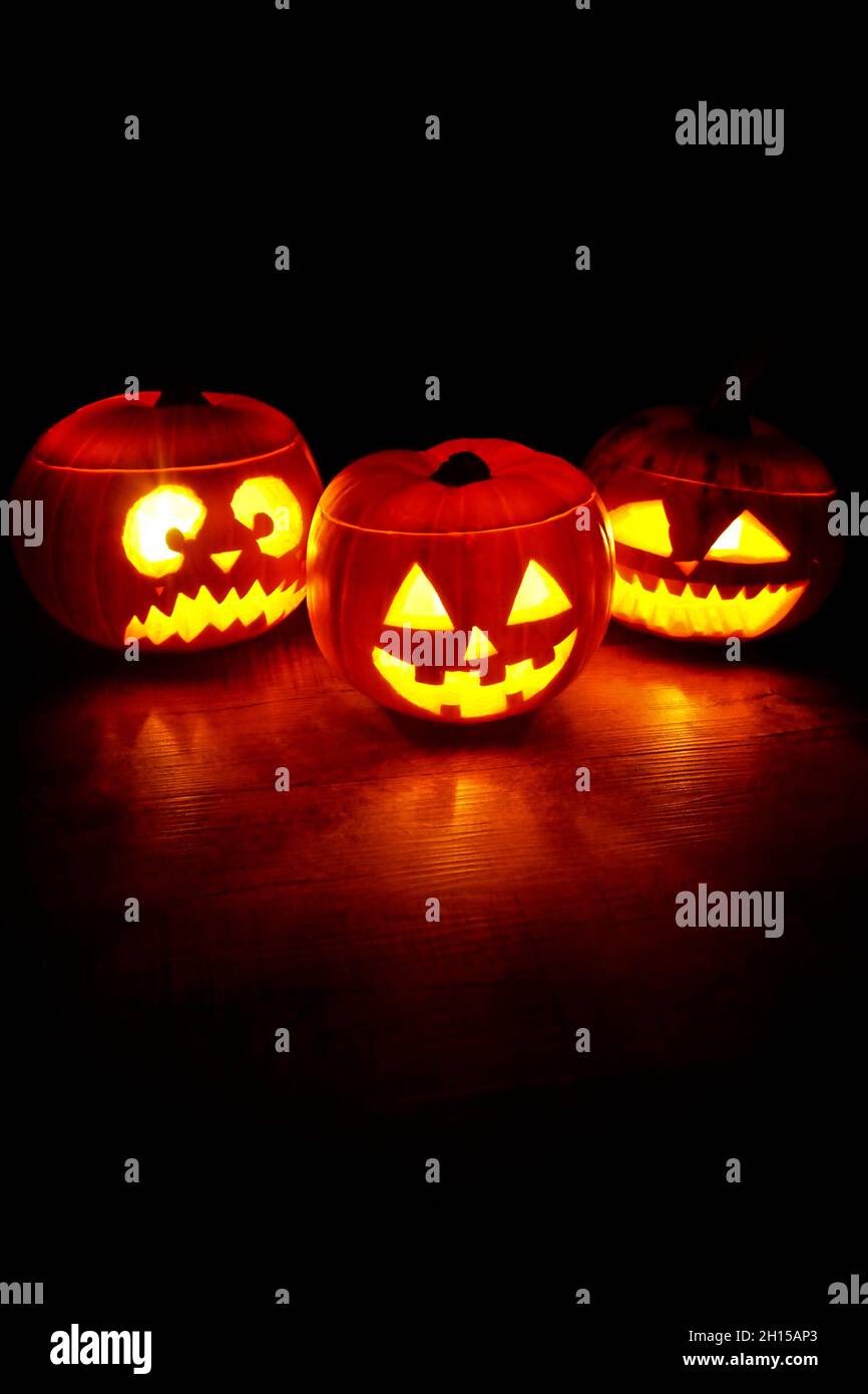 Halloween pumpkins, decoration & background Stock Photo - Alamy