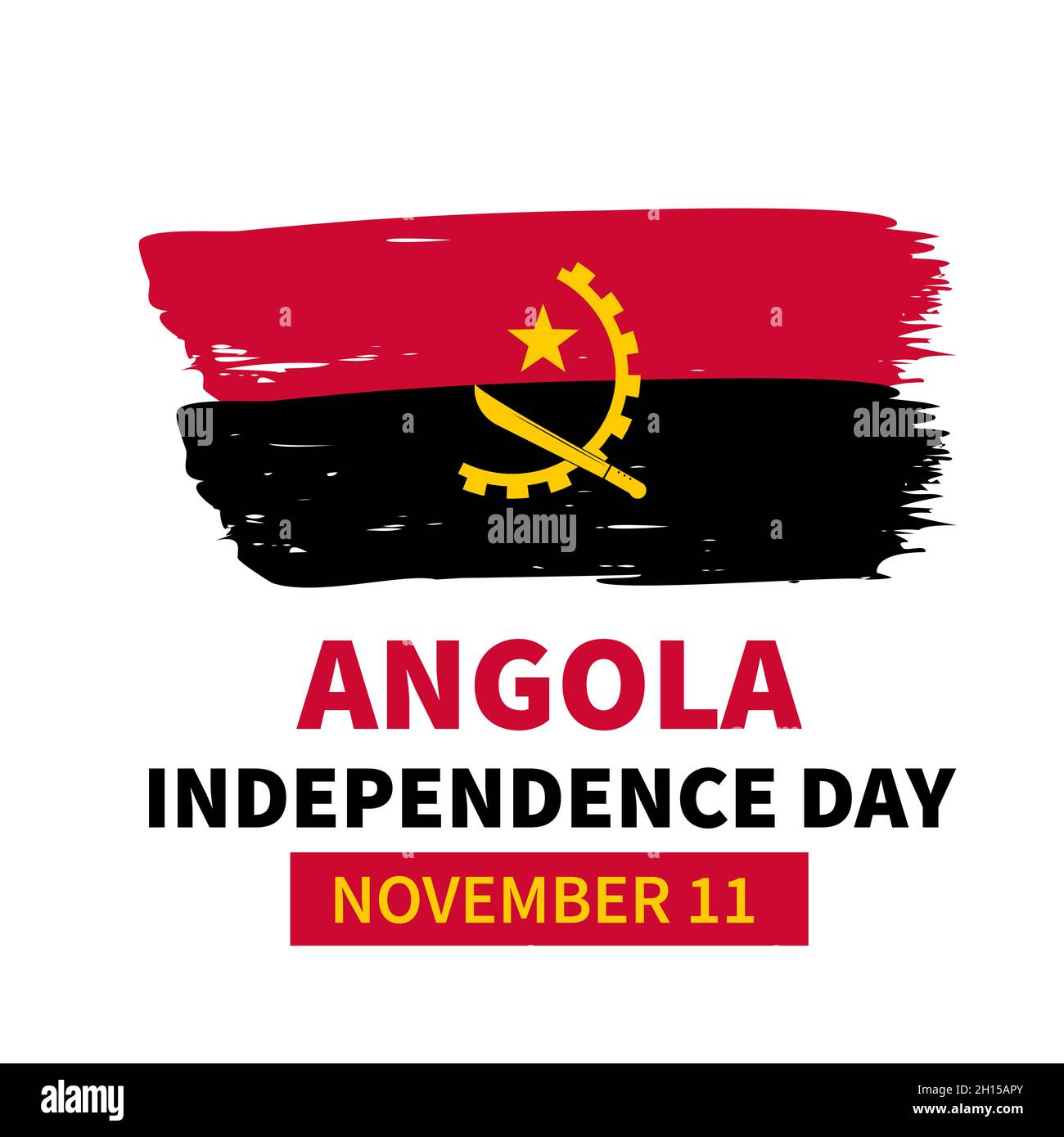 Angola Independence Day lettering with grunge flag. National holiday