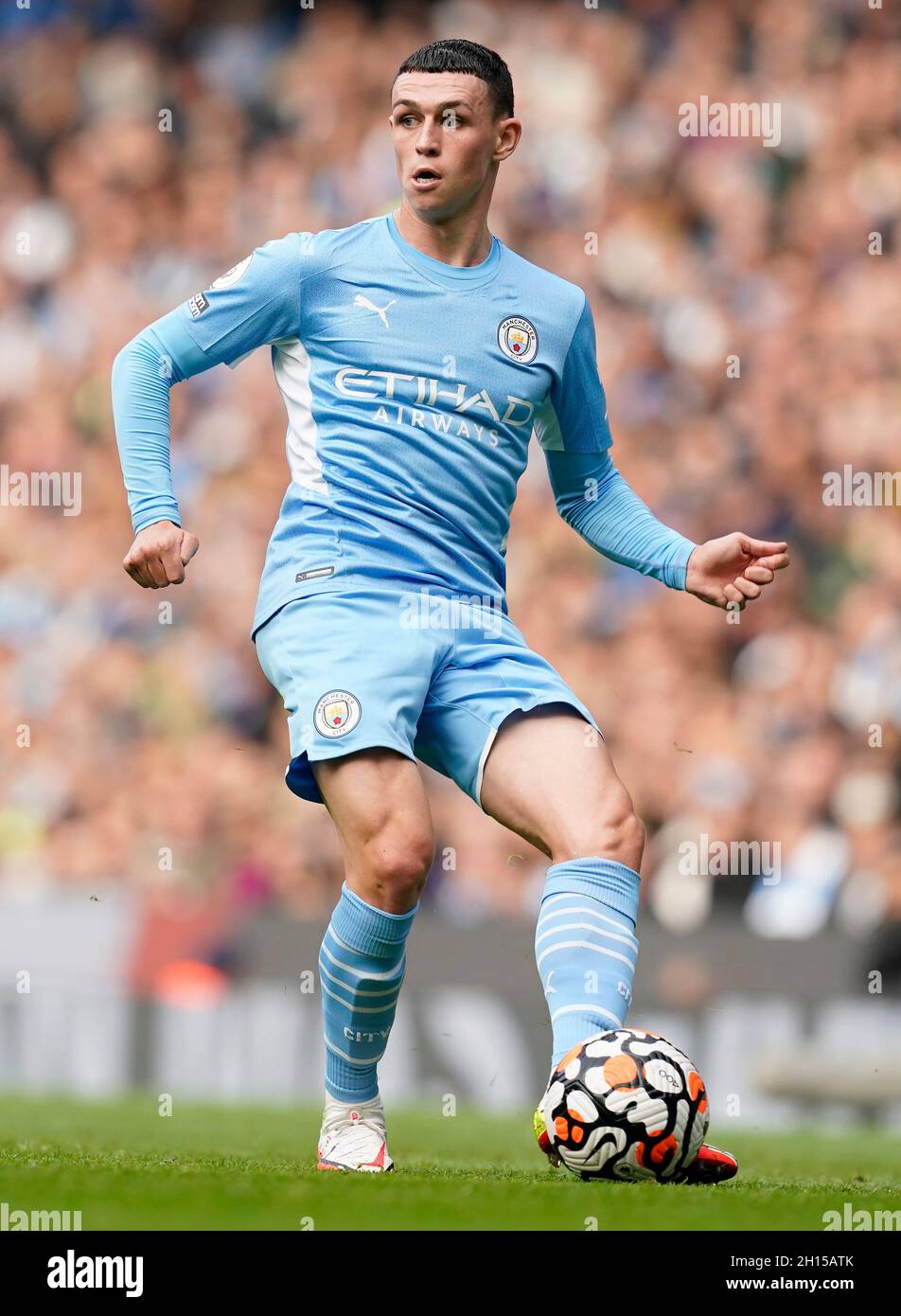 Manchester, England, 16th October 2021. Phil Foden of Manchester City during the Premier League match at the Etihad Stadium, Manchester. Picture credit should read: Andrew Yates / Sportimage Stock Photo