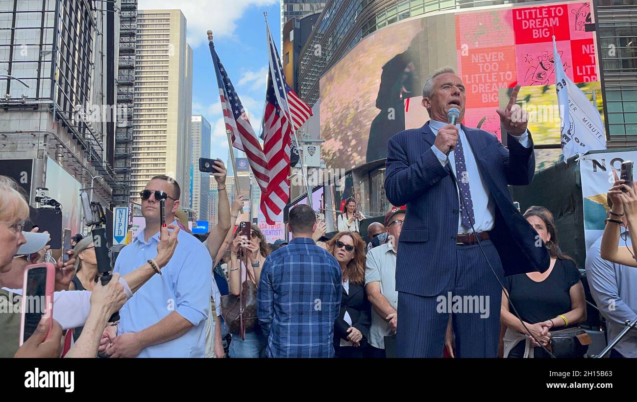New York NY Oct 16: Time Square Rally for Freedom. Protestors along ...