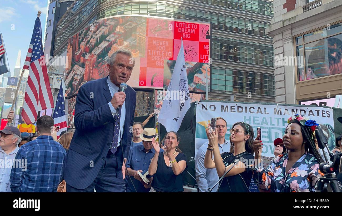 New York NY Oct 16: Time Square Rally for Freedom. Protestors along ...