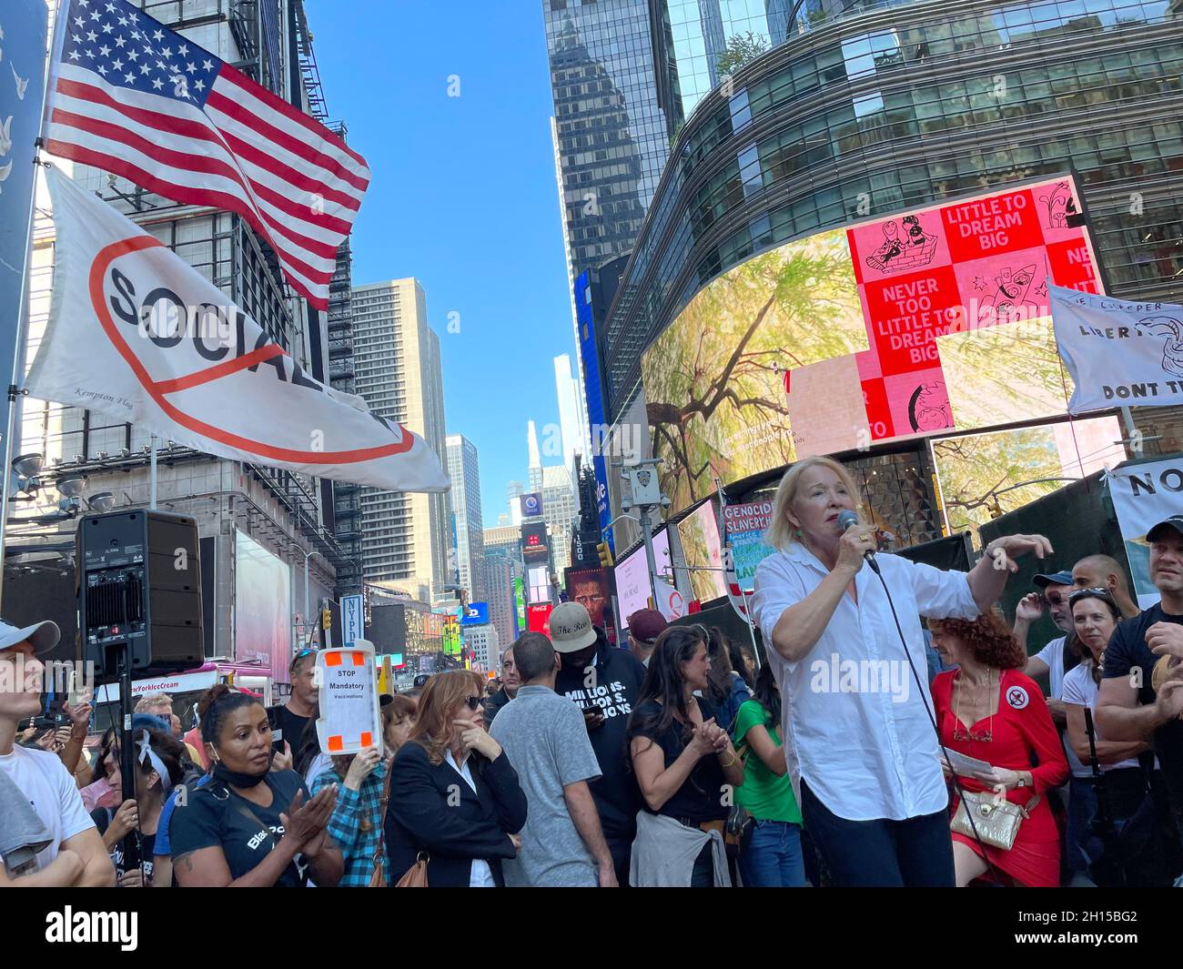 New York NY Oct 16: Time Square Rally for Freedom. Protestors along ...