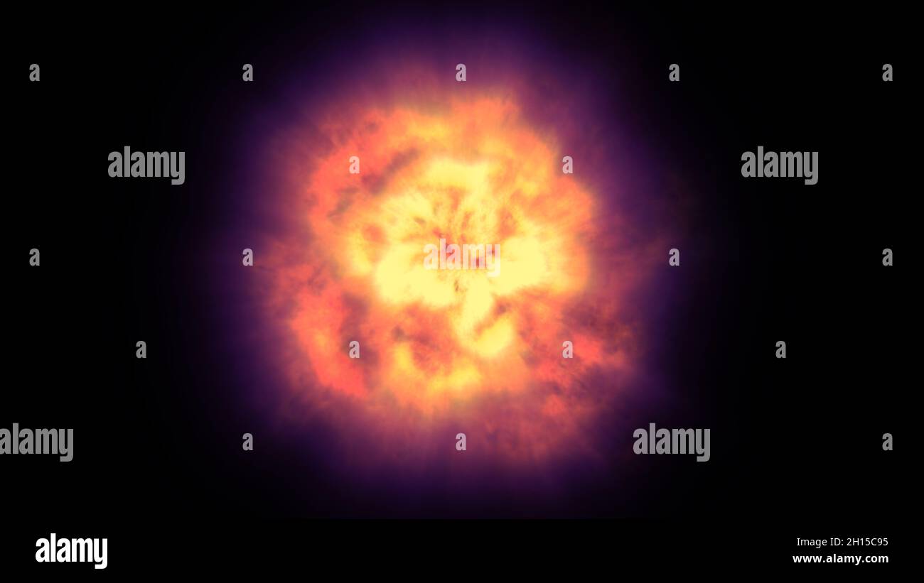 fire flame ball explosion in space, abstract illustration Stock Photo ...