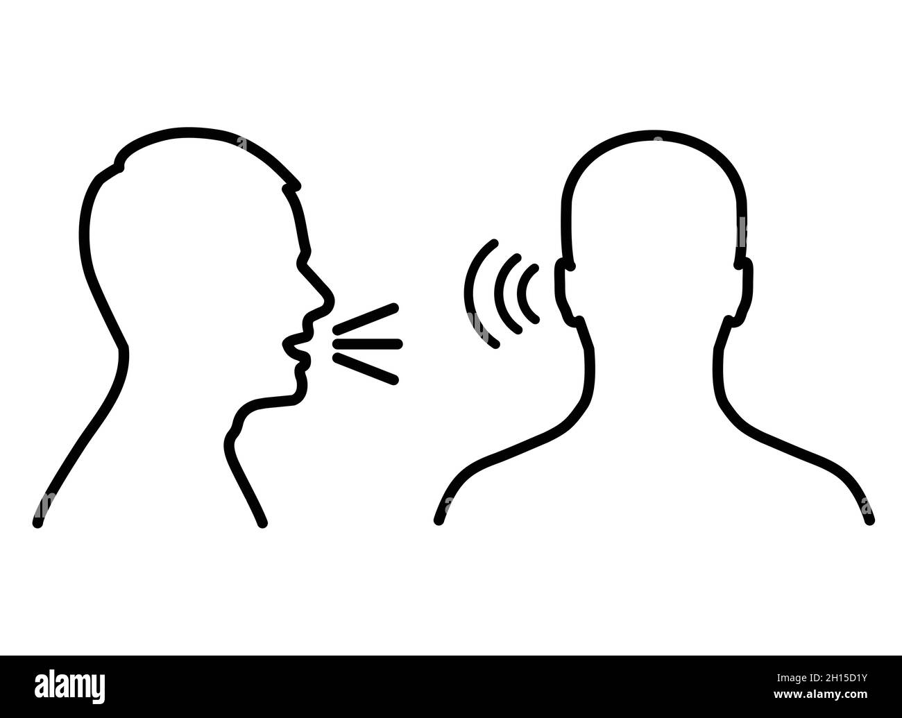 Speak listen symbol black head hi-res stock photography and images - Alamy