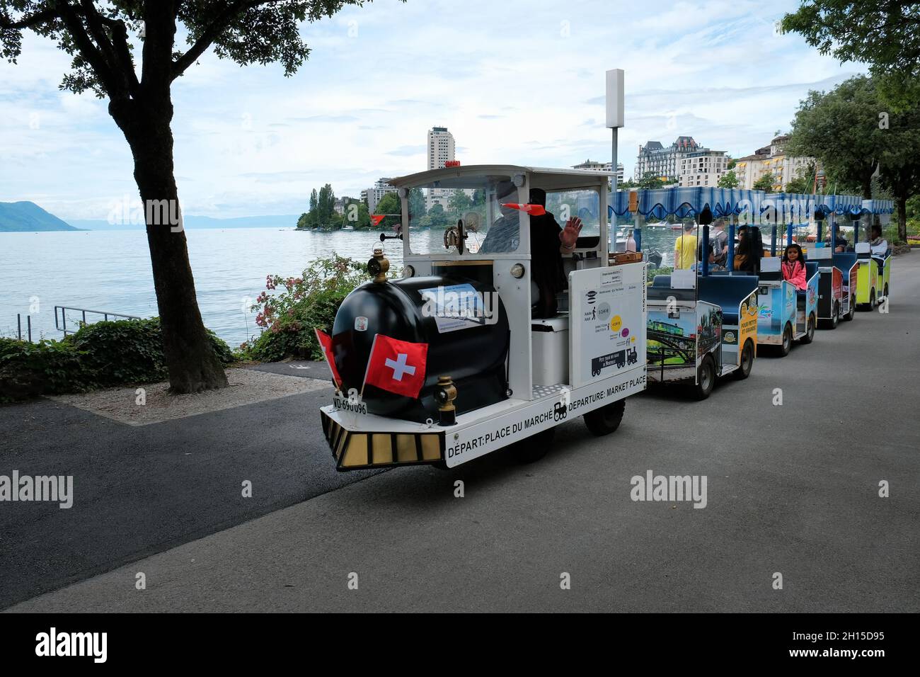 Montreux, Switzerland - July 3, 2021. Leisure time and train ride on the  shore of the Leman (Geneva ) Lake in Montreux, Switzerland Stock Photo -  Alamy