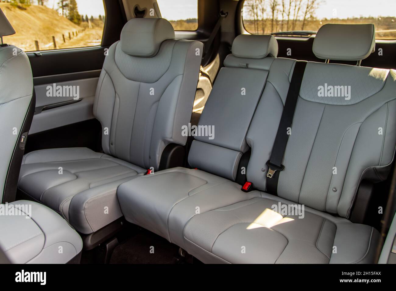 MOSCOW, RUSSIA APRIL 10, 2021 Hyundai Palisade LX2 Interior close up view. Details of Hyundai