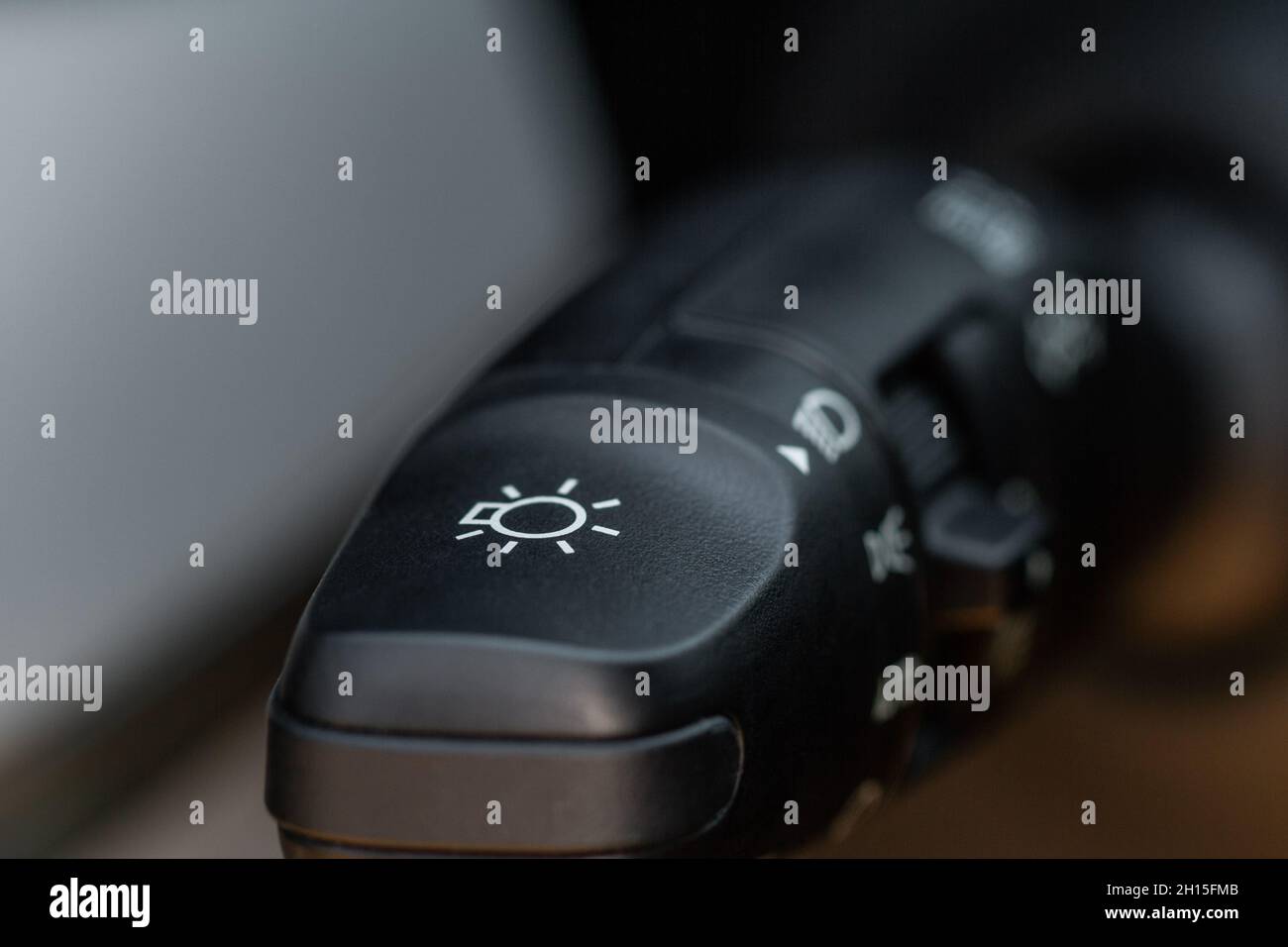 Light switch control. Close up of car light switch and control. Modern