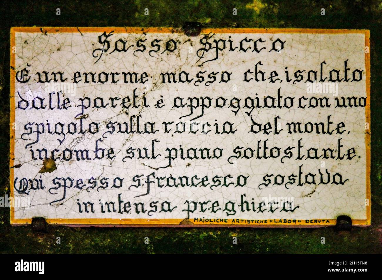 Italy Tuscany La Verna Sanctuary - Sasso Spicco: Place where St. Francis prayed Stock Photo