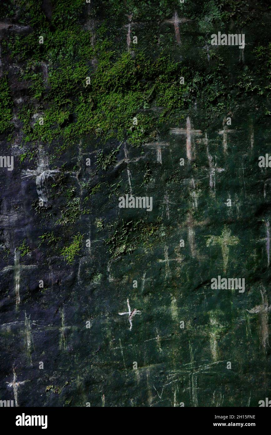 Italy Tuscany La Verna Sanctuary - Sasso Spicco: Place where St. Francis prayed Stock Photo