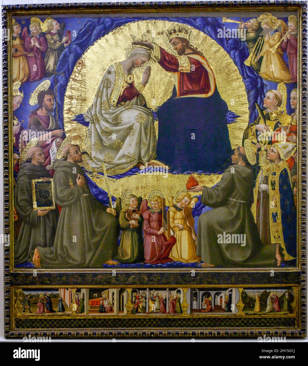 Italy Tuscany La Verna Sanctuary - coronation of the virgin by Neri di Bicci Stock Photo