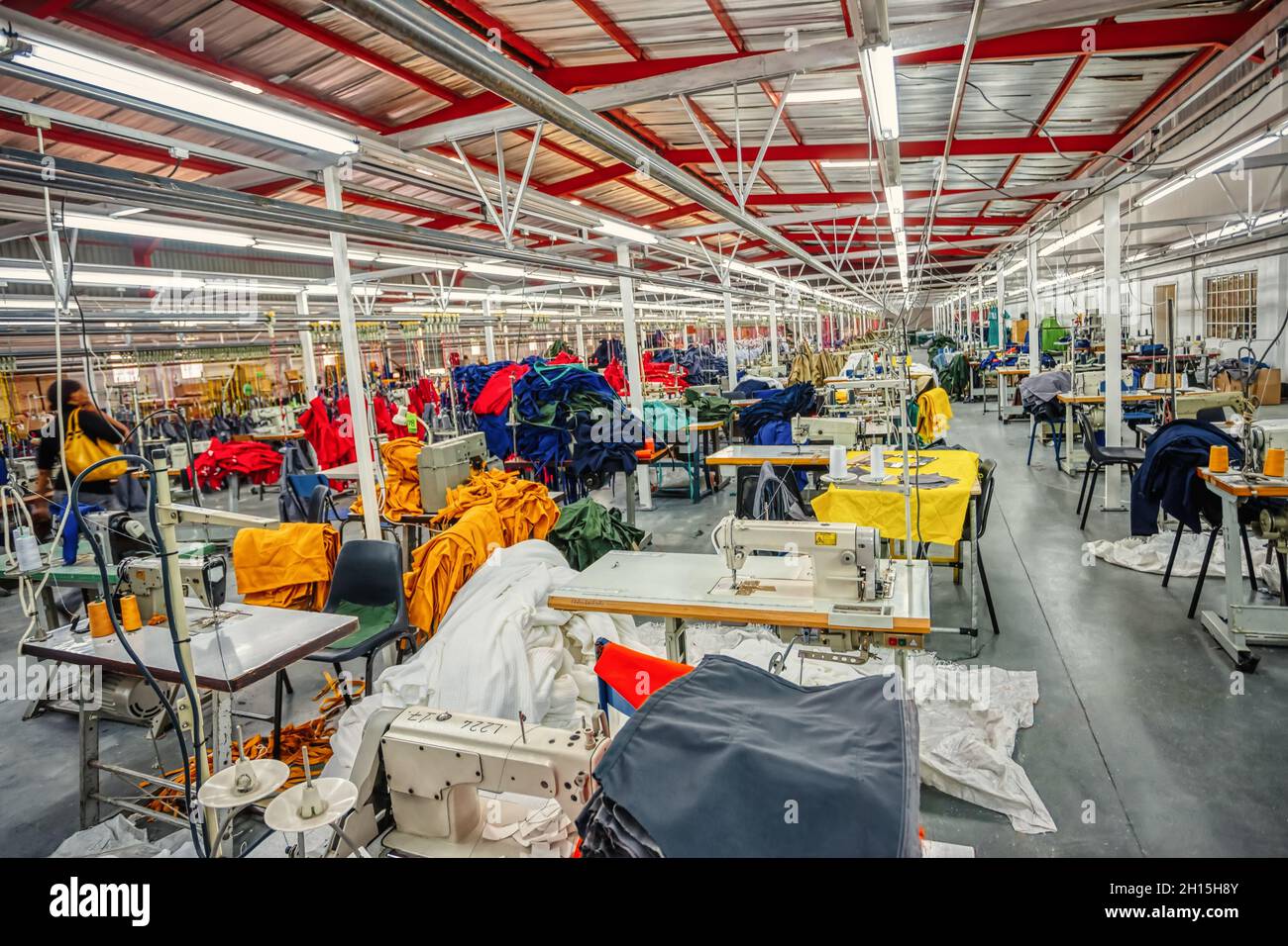 Small entrepreneur in Africa, Botswana, industrial textile factory