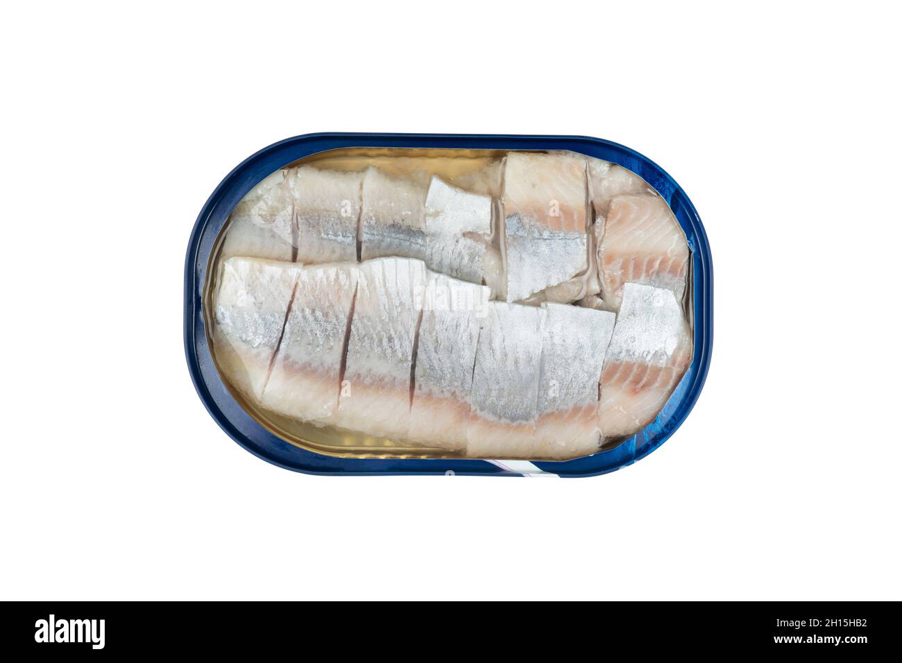 Herring fish in a metal jar isolated on a white background with