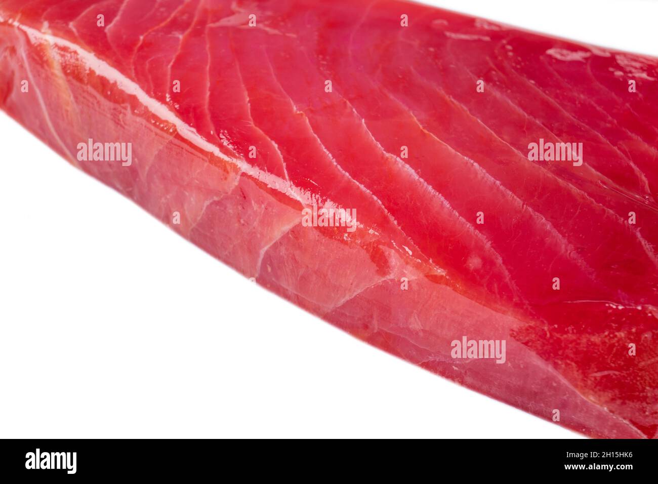 Yellow fin tuna steak isolated on white background. Fresh rare tuna steak isolated on white. Raw