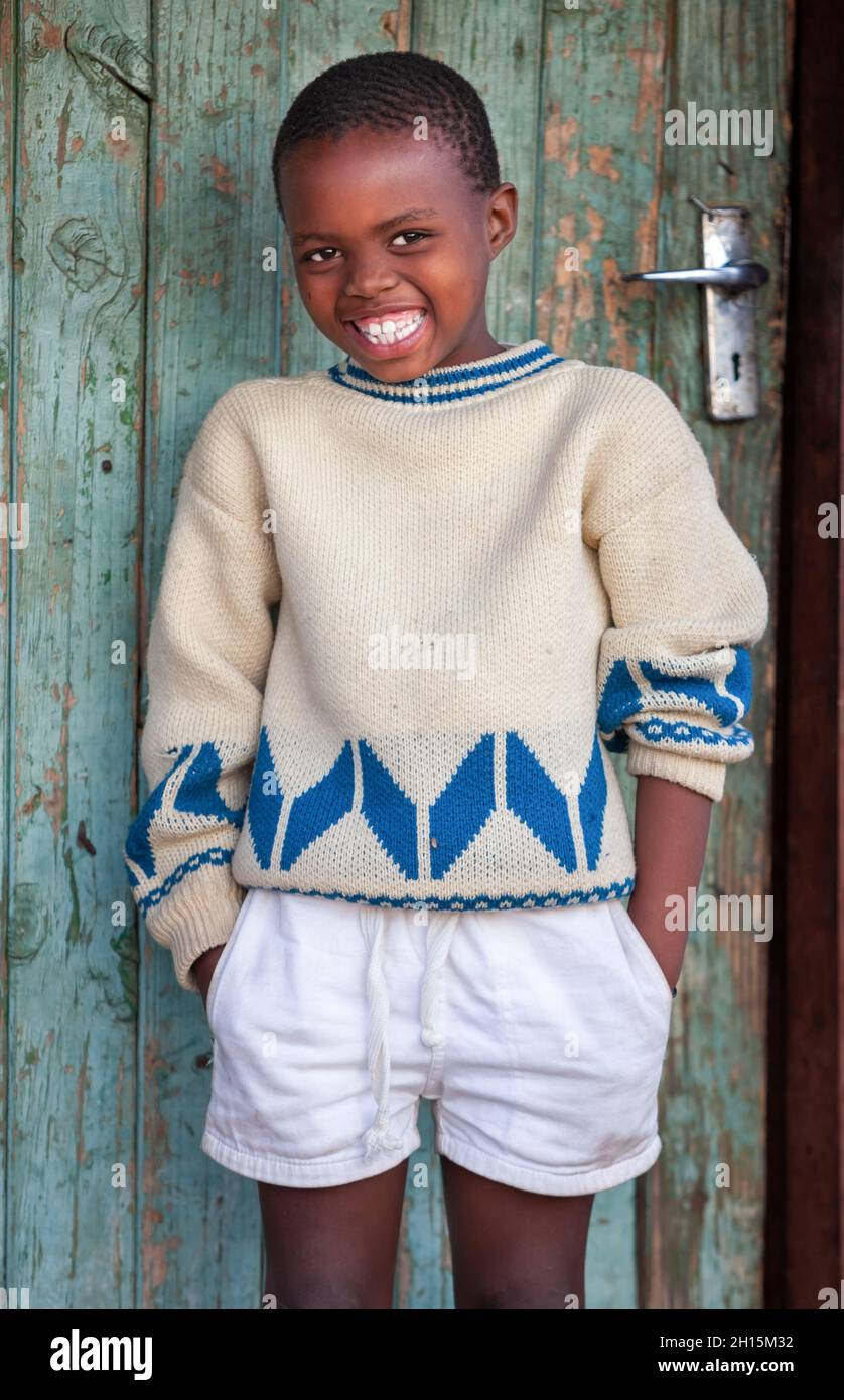 African child portrait with in a village in Botswana Stock Photo