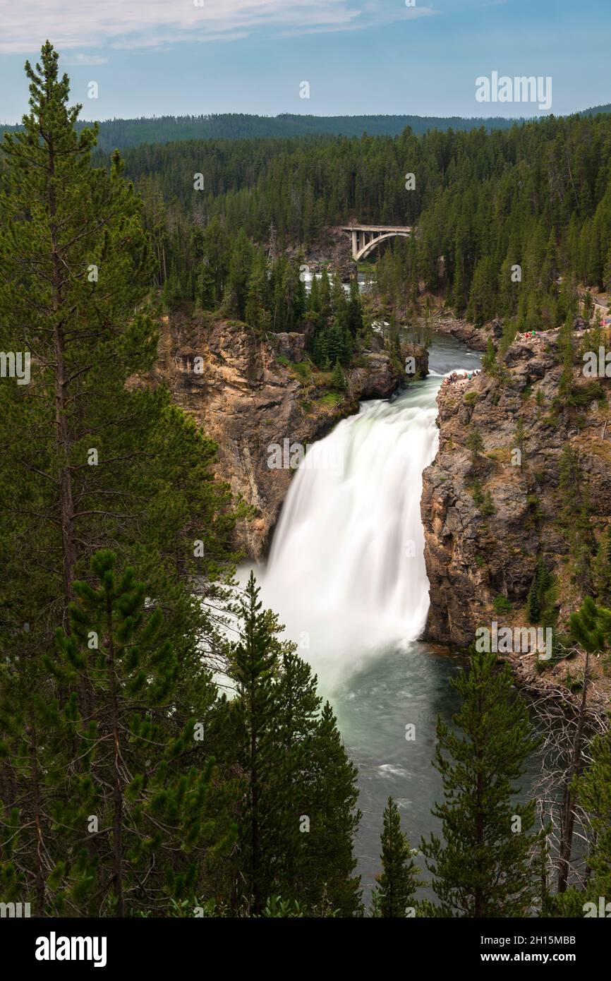 Upper Falls of the Yellowstone River from the Upper Falls Viewpoint, Yellowstone National Park, Wyoming Stock Photo