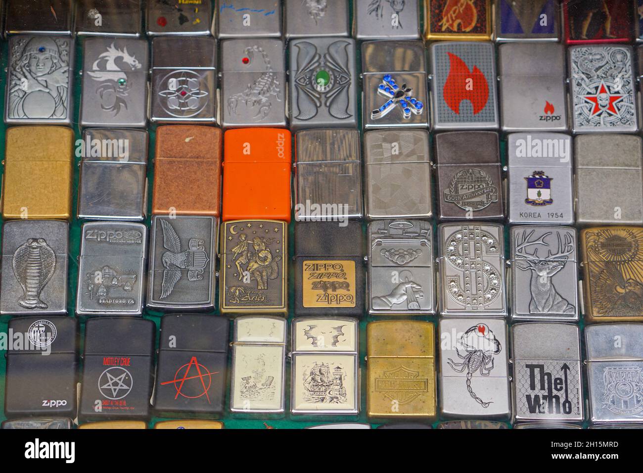 Athens, Greece - May 2, 2015: Second hand used Zippo lighters for sale at  flea market Stock Photo - Alamy