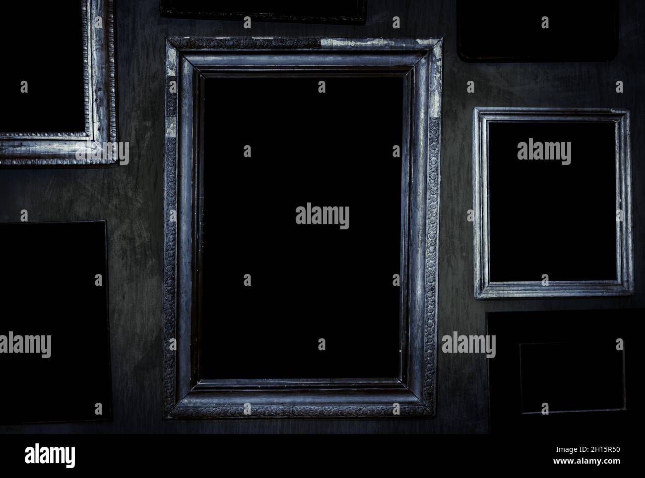 https://c8.alamy.com/comp/2H15R50/scary-horror-haunted-black-picture-frames-on-grunge-dirty-abandoned-house-wall-2H15R50.jpg