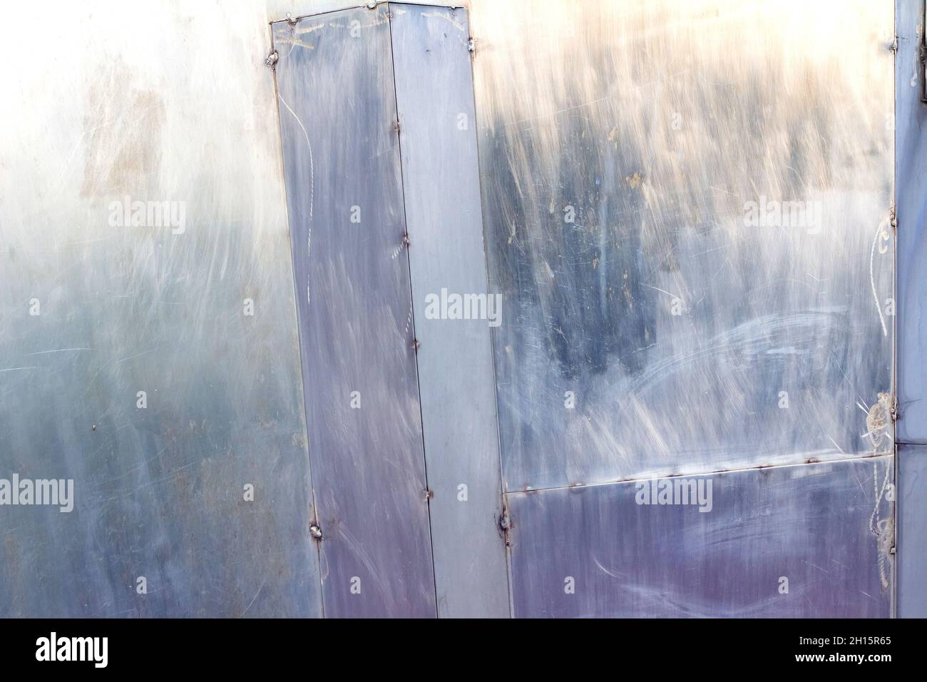 Texture photo of stainless steel blue toned armored scratched surface ...