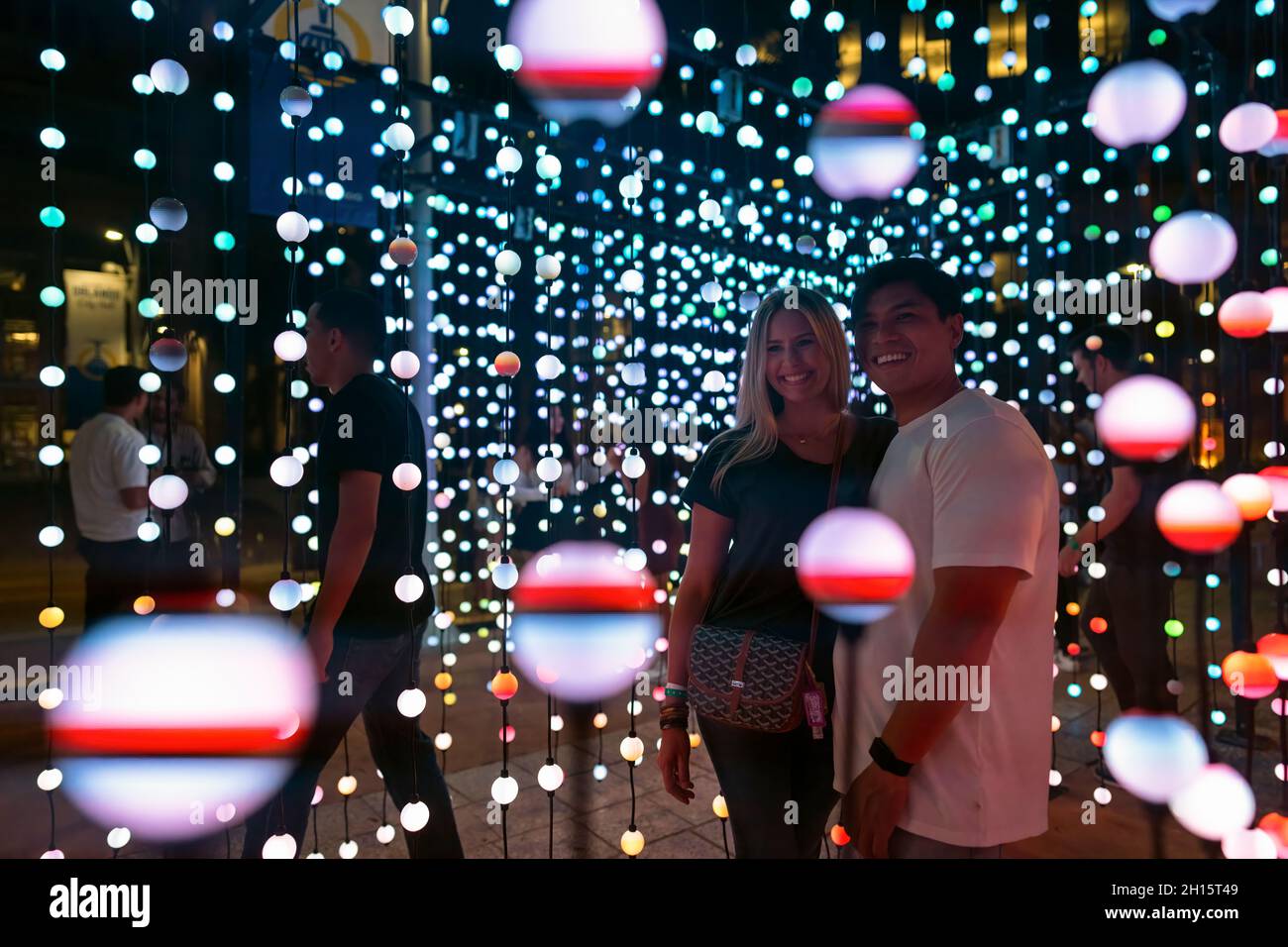 Large scale light art installations hires stock photography and images