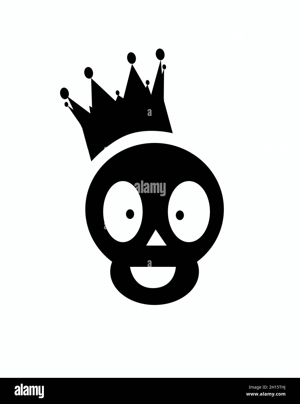 Skull icon king with crown, black color isolated on the white background Stock Photo