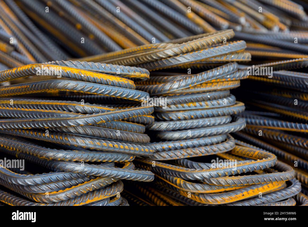 Steel Rebars for reinforced concrete. Steel reinforcement bar texture