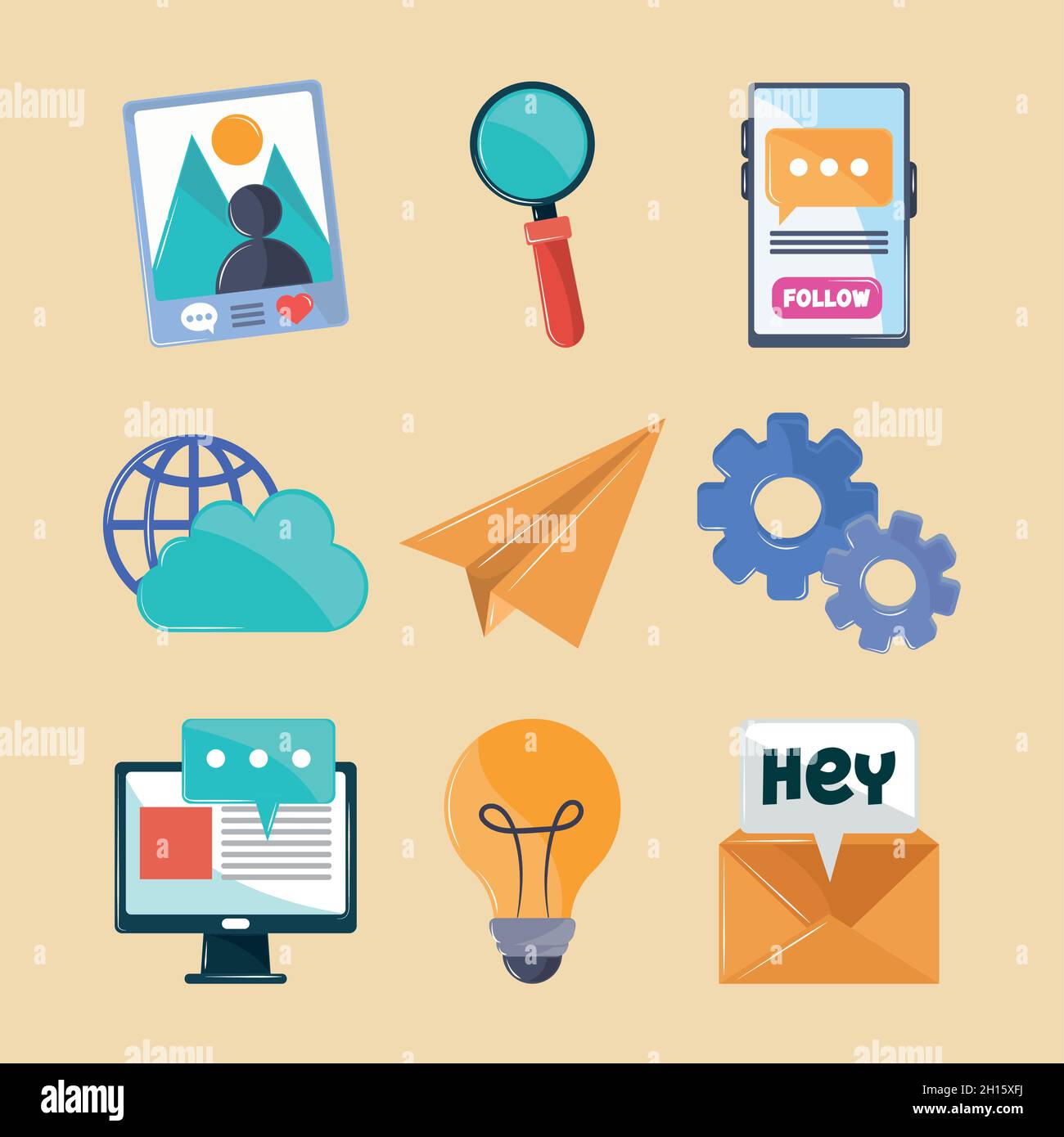 set of social media Stock Vector Image & Art - Alamy