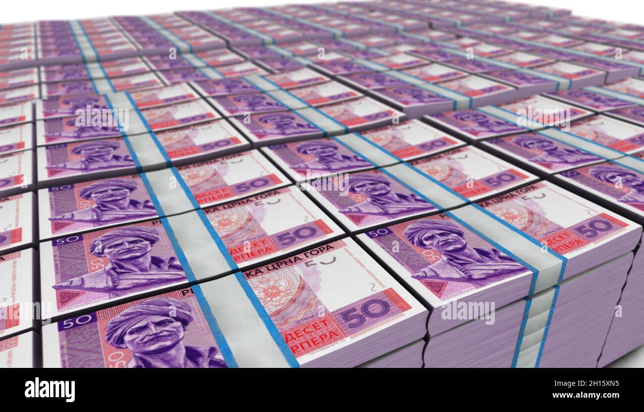 3D Illustration of 50 Montenegro Perper Banknote Stock Photo