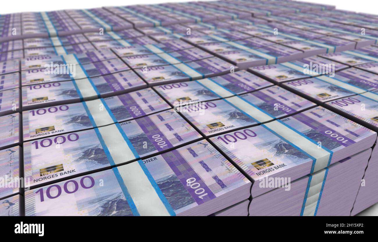 3D Illustration of 1000 Norway Kroner Banknote Stock Photo