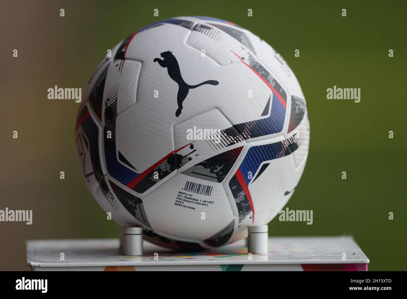 BURSLEM, UK. OT 16TH A general view of ther match ball during the Sky Bet League 2 match between Port Vale and Barrow at Vale Park, Burslem on Saturday 16th October 2021. (Credit: Mark Fletcher | MI News) Credit: MI News & Sport /Alamy Live News Stock Photo