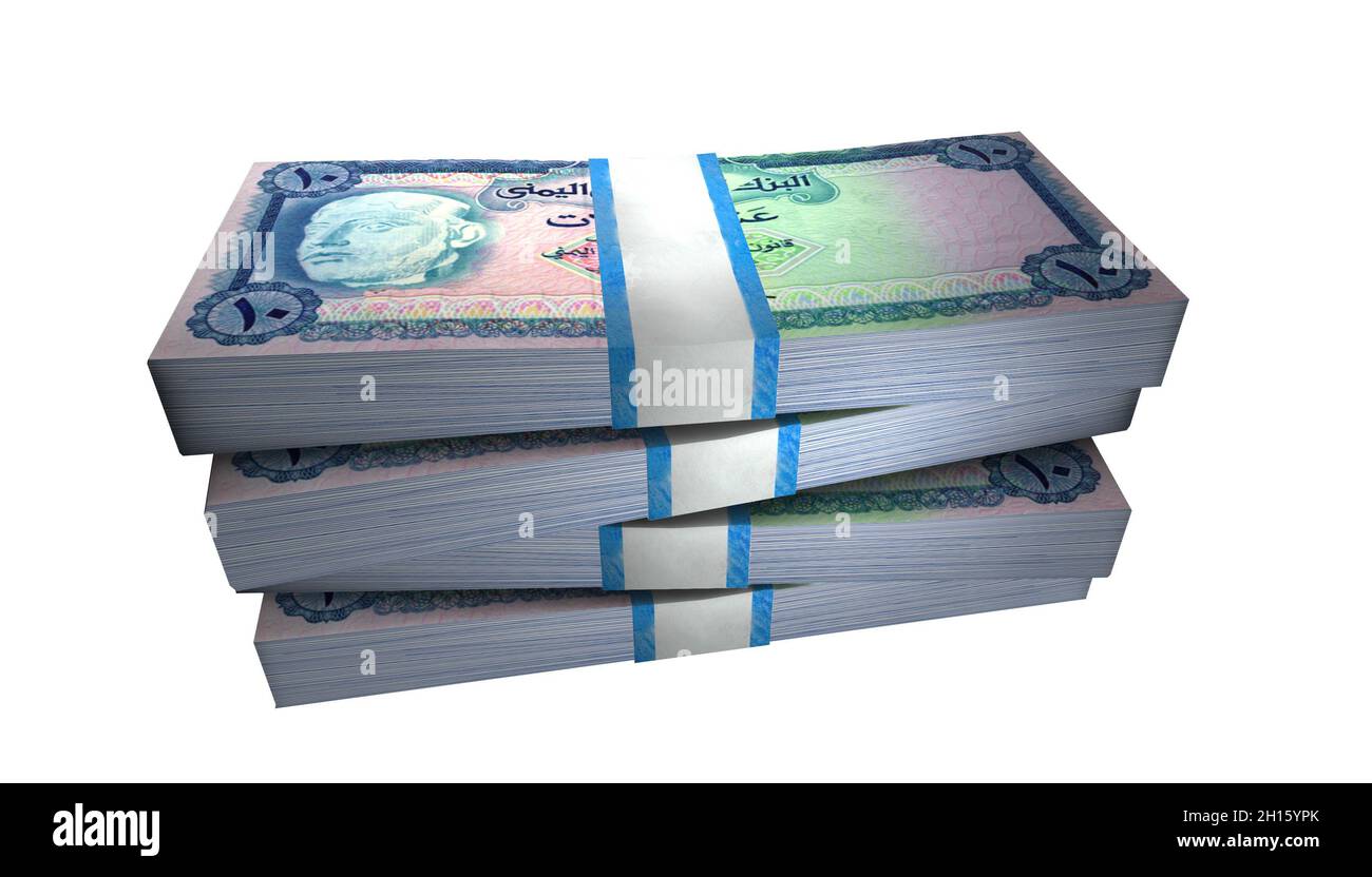 3D Illustration of 10 Yemen Arab Republic Rials Banknotes Money Stack ...