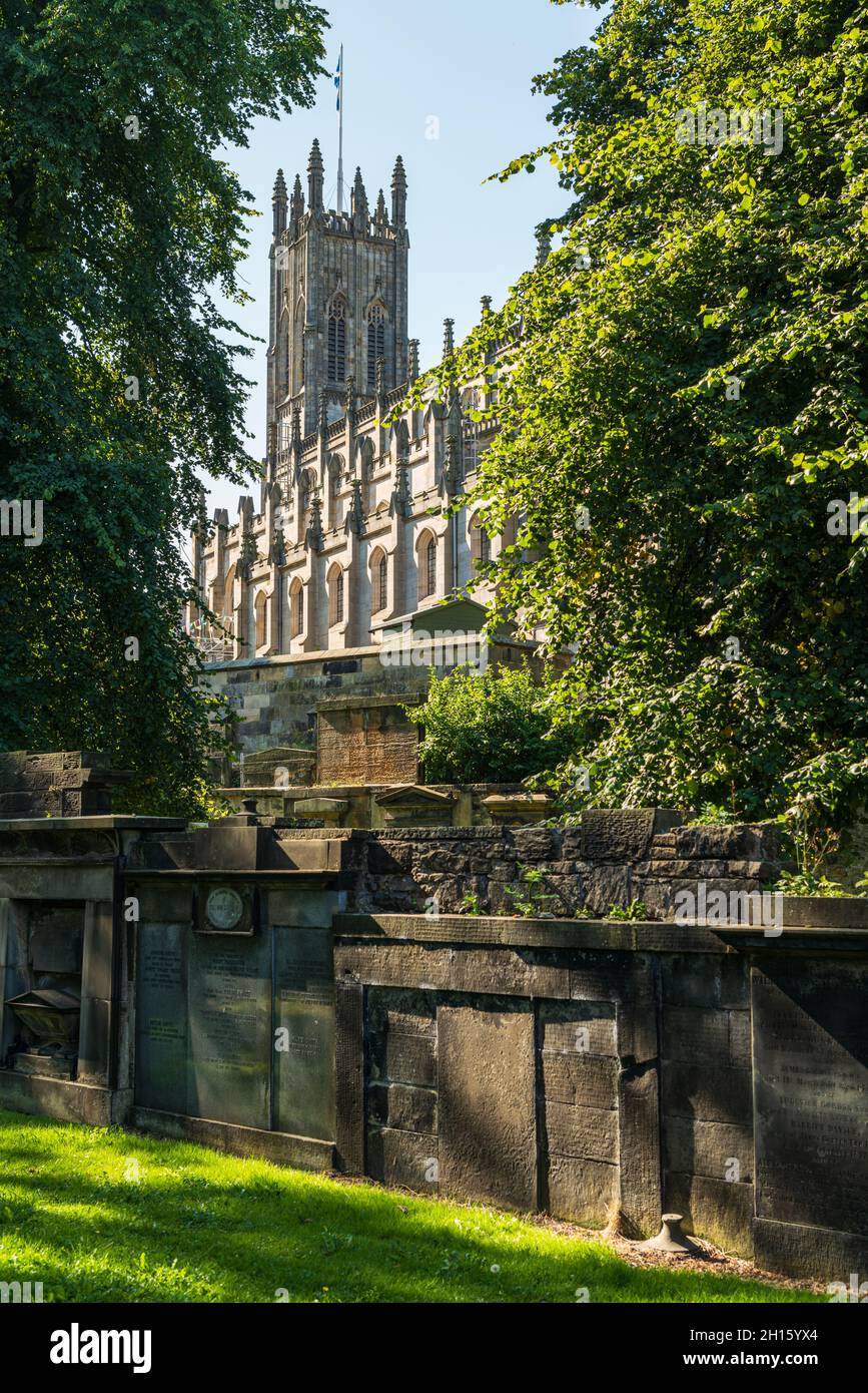St John's Church, Edinburgh, Scotland, United Kingdom, UK, from St Cuthbert's churchyard Stock Photo