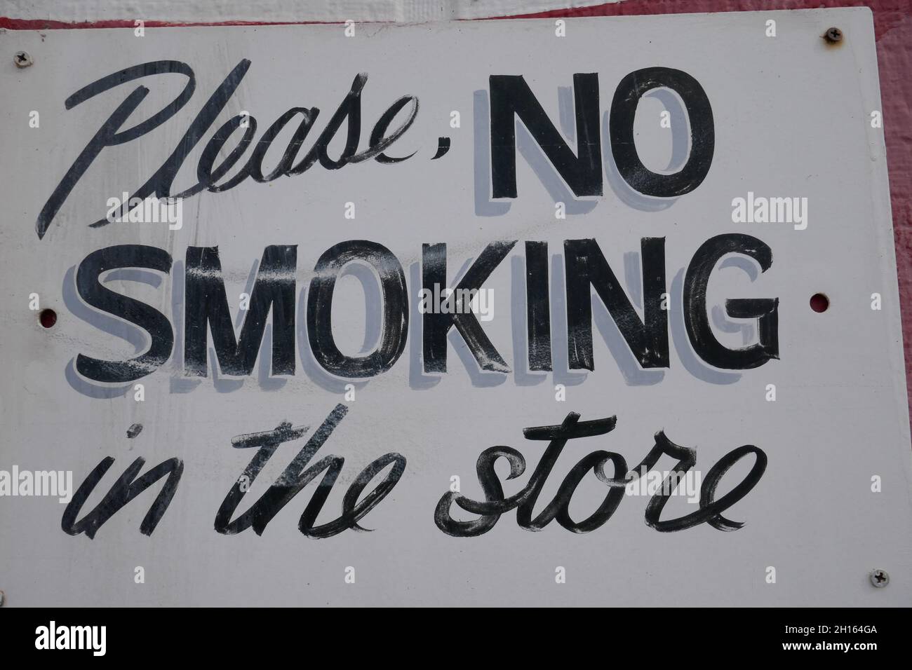 Vintage no smoking in the store sign Stock Photo