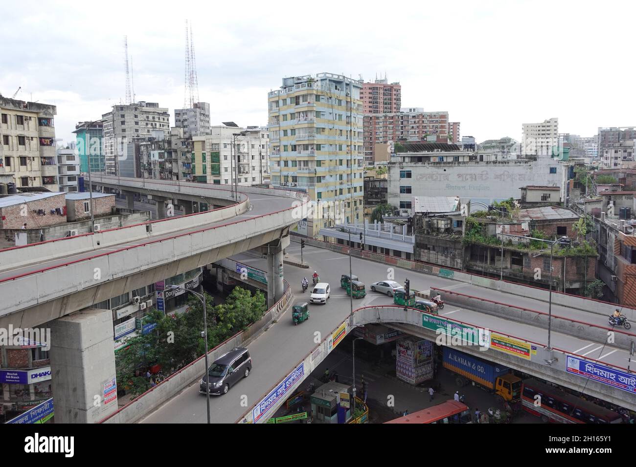 dhaka bangladesh 23th august 2021 fly over and residential buildings at