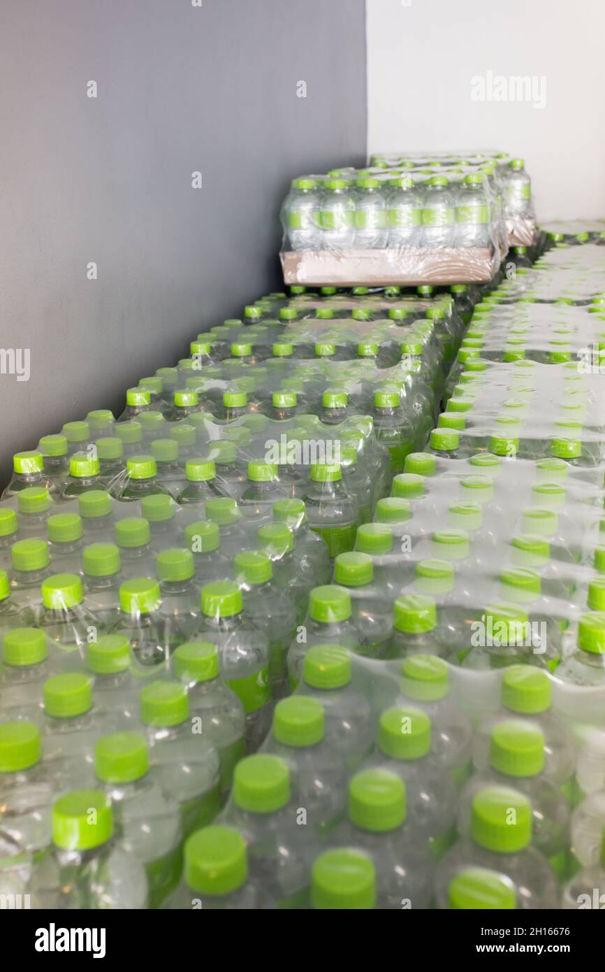 Packed bottled water in a warehouse ready for delivery Stock Photo Alamy