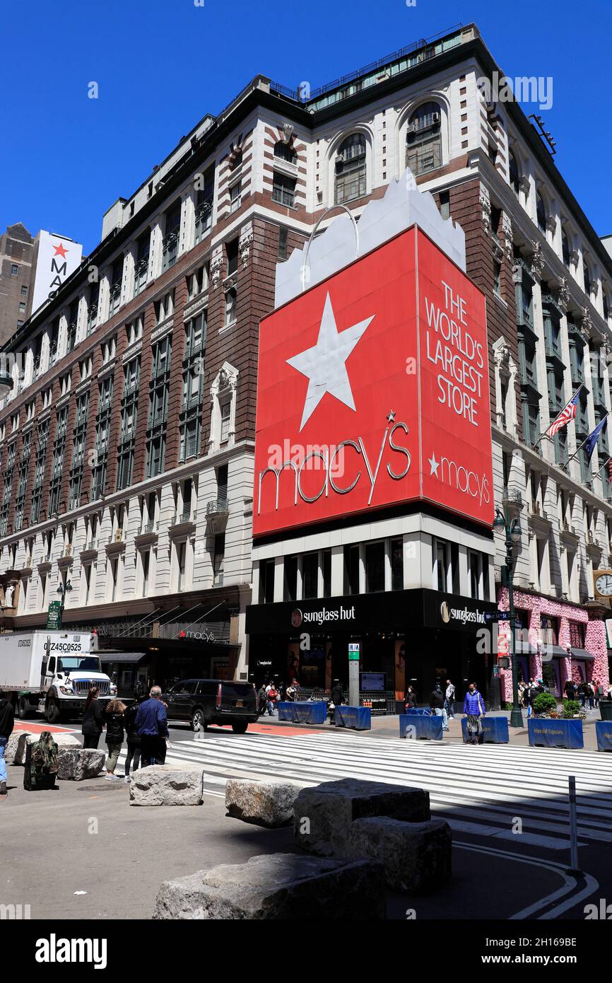 Macy's flagship department store with the star logo and the sign of the