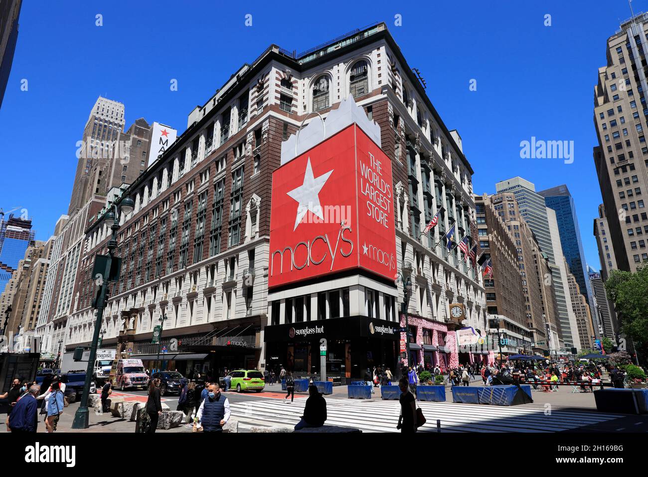 Macy's flagship department store with the star logo and the sign of the