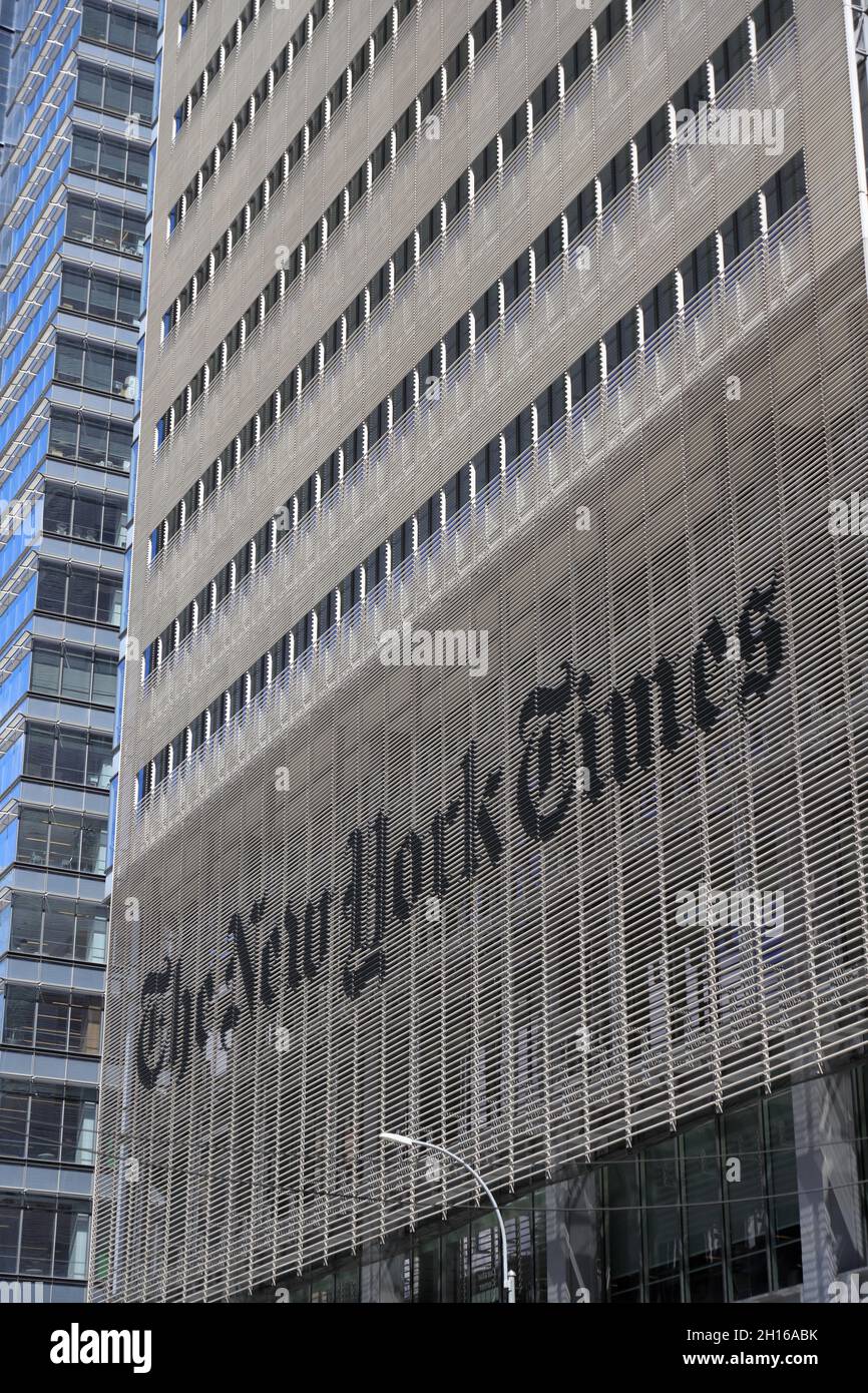 The New York Times building with the sign of the New York Times.Manhattan.New York City.USA Stock Photo