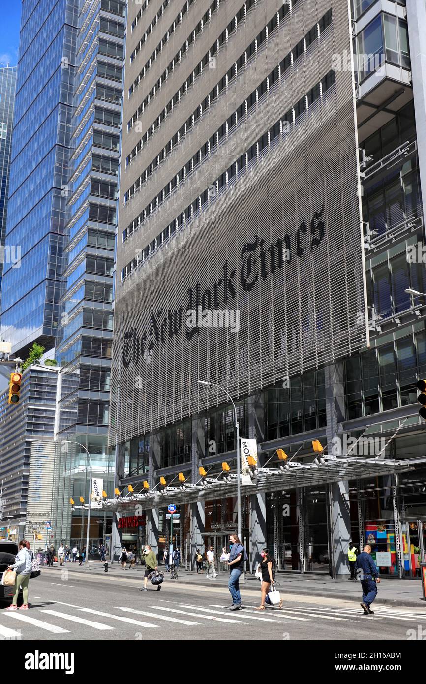 The New York Times building with the sign of the New York Times.Manhattan.New York City.USA Stock Photo