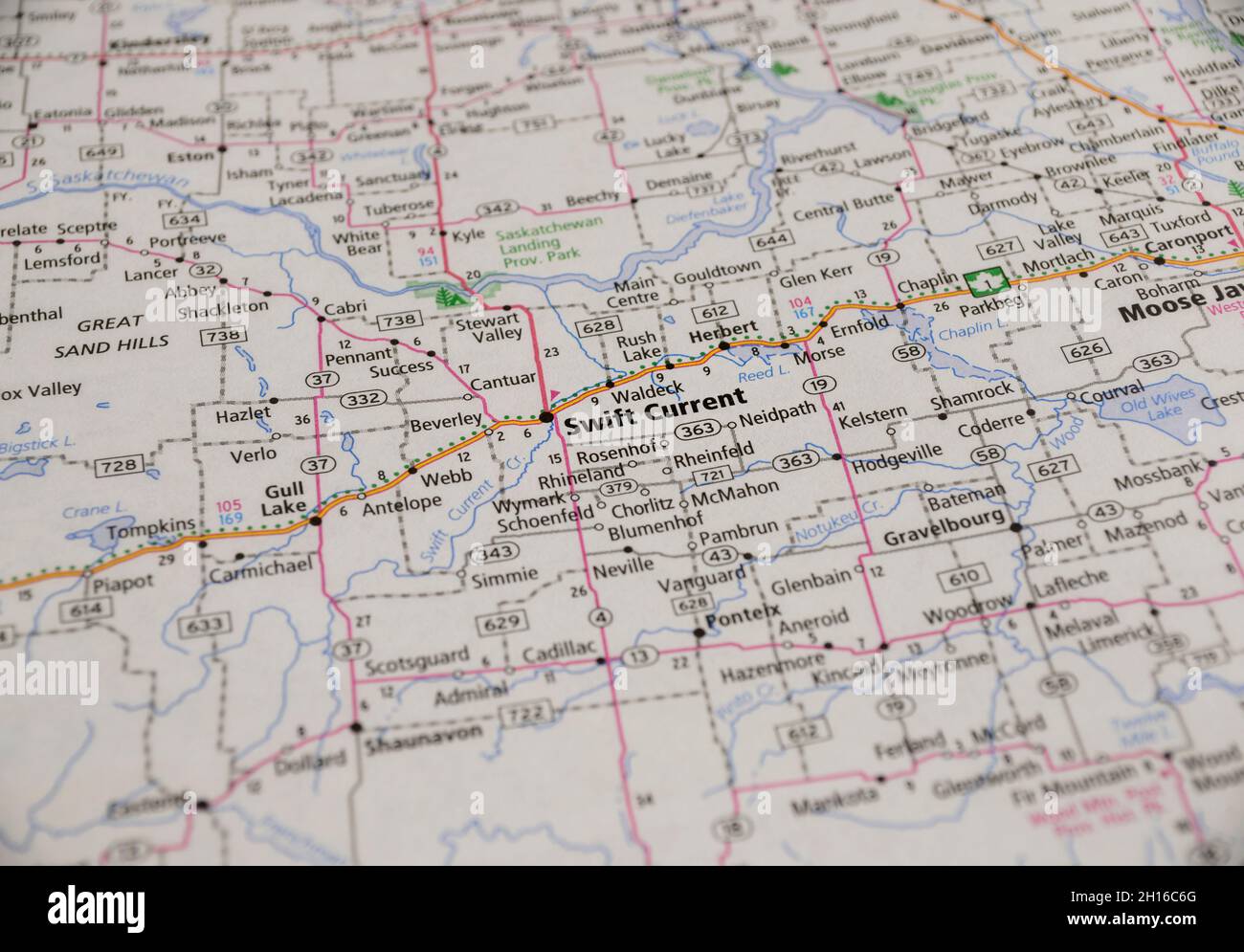 Map of the city of Swift Current, Saskatchewan Stock Photo