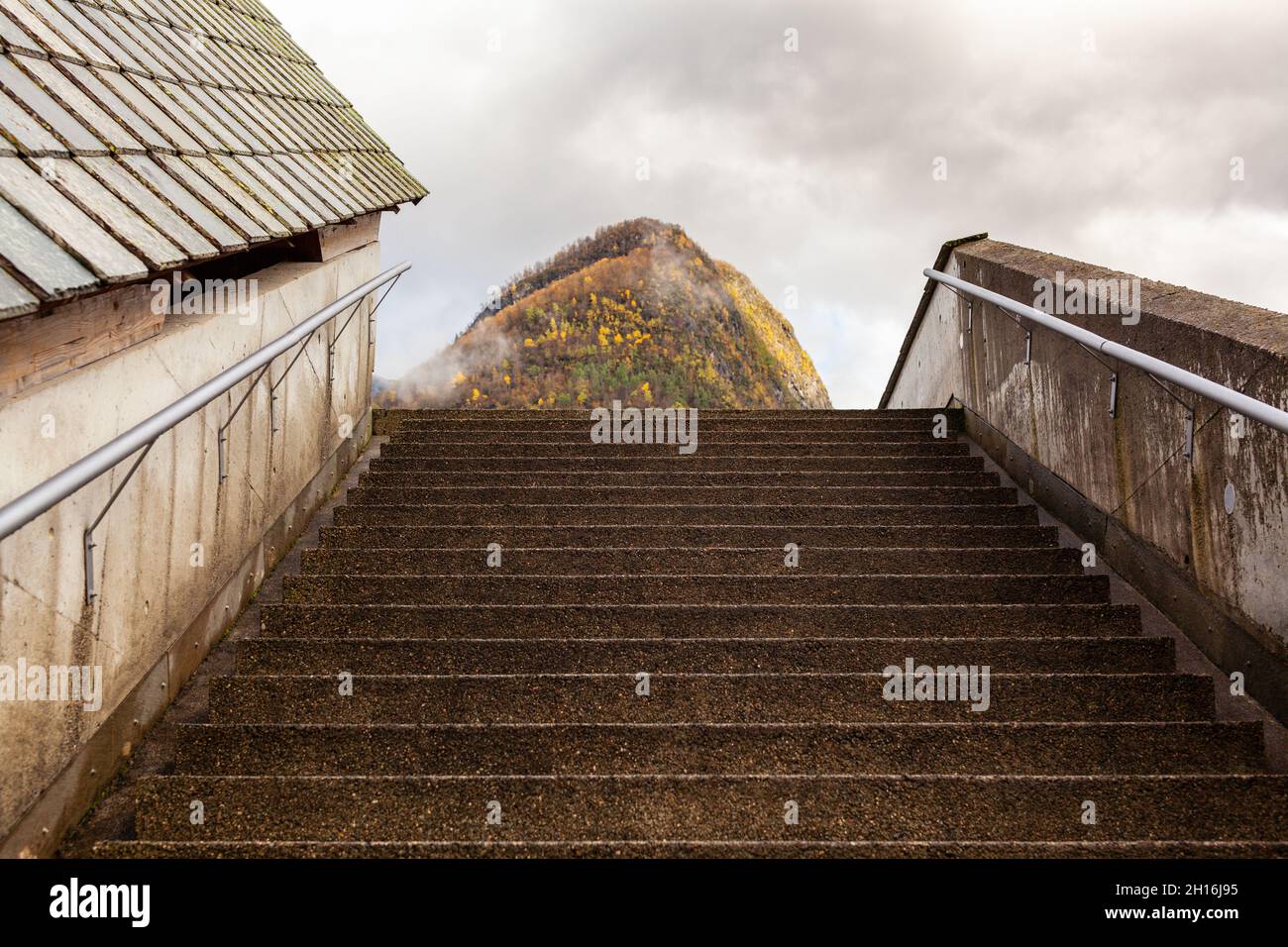 Stairway to heaven. Fjaerland in Norway. Stock Photo