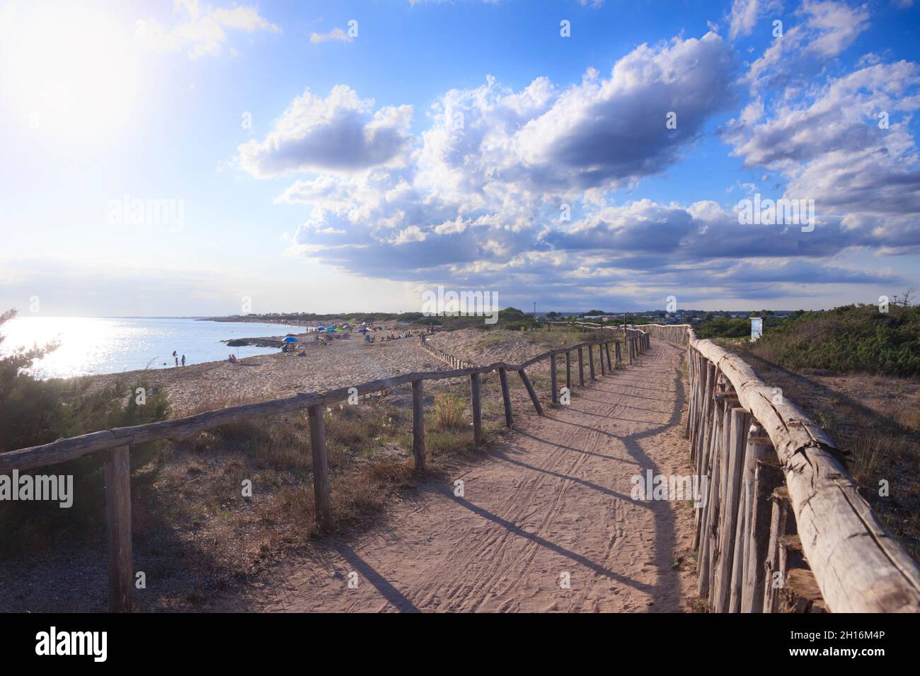 The most beautiful beaches of Puglia in Italy: Torre Colimena Beach in Salento. Stock Photo
