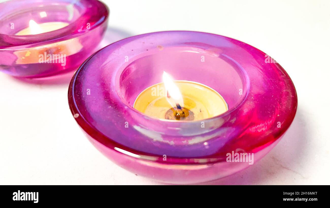 Shabbat candles. According to Jewish tradition, it is customary to light candles before Shabbat. Stock Photo