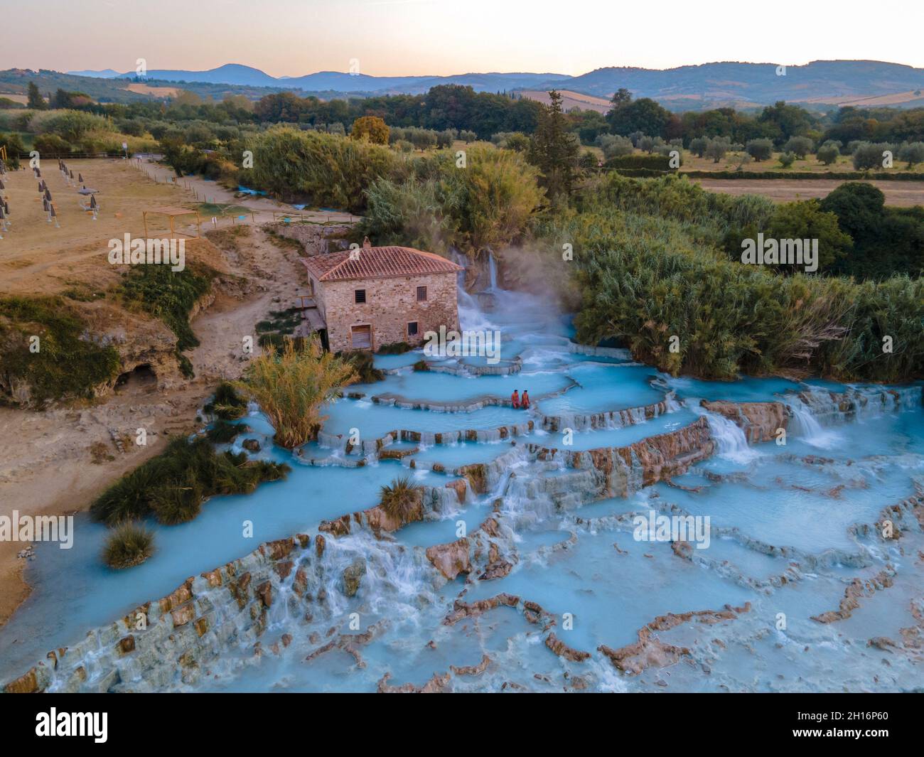 natural spa with waterfalls and hot springs at Saturnia thermal baths, Grosseto, Tuscany, Italy